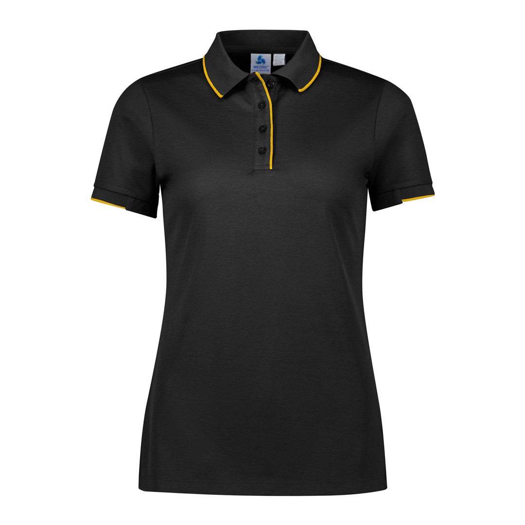 House of Uniforms The Focus Polo | Short Sleeve | Ladies Biz Collection Black/Gold