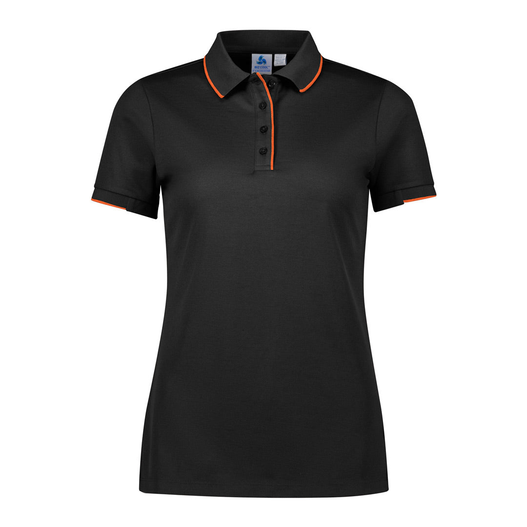 House of Uniforms The Focus Polo | Short Sleeve | Ladies Biz Collection Black/Orange