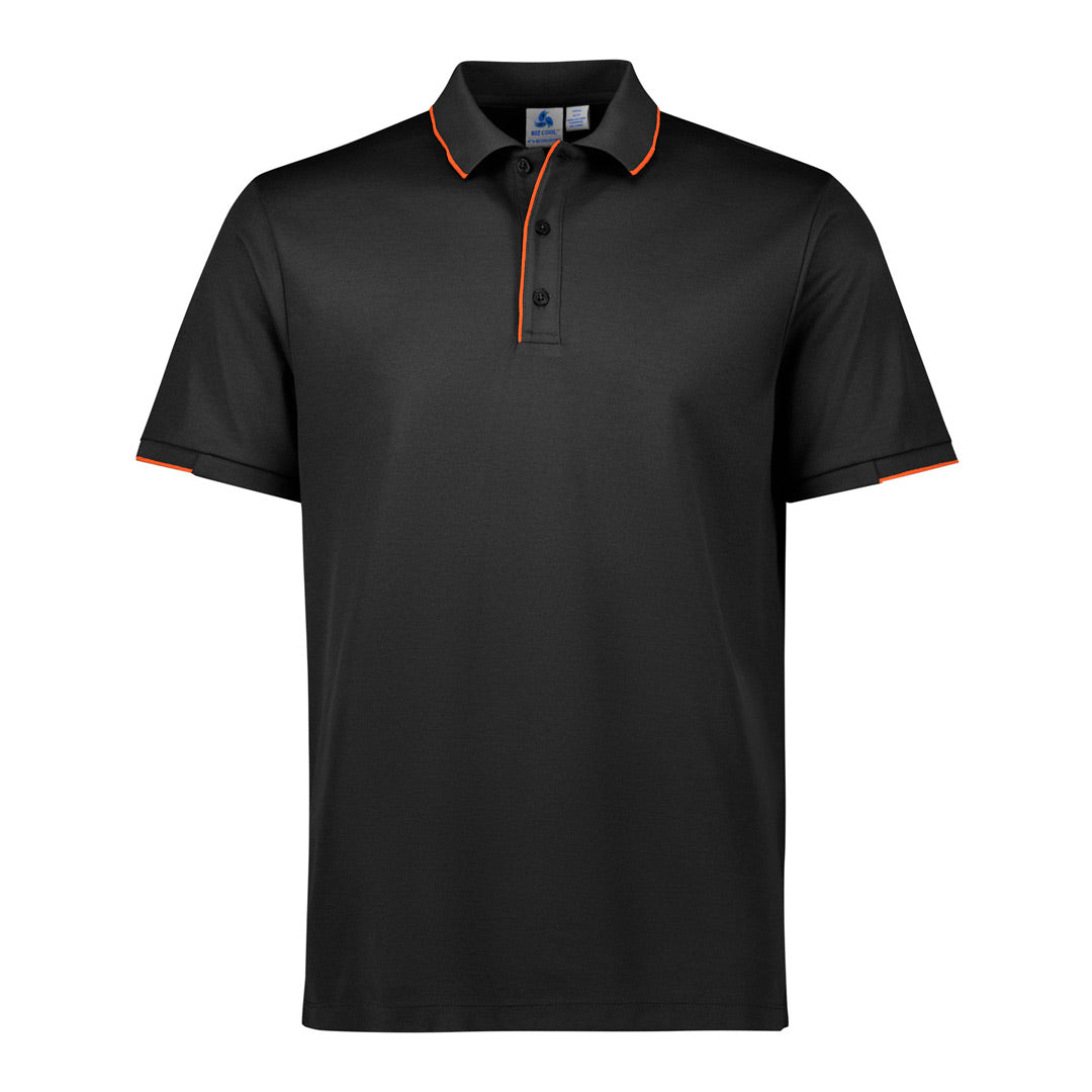 House of Uniforms The Focus Polo | Short Sleeve | Mens Biz Collection Black/Orange