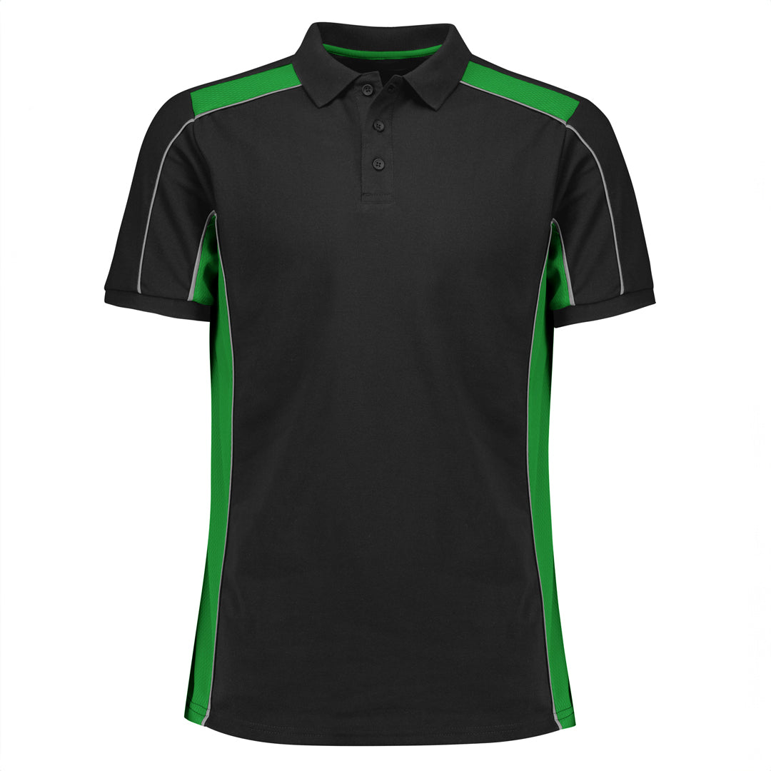 House of Uniforms The Grid Polo | Adults | Short Sleeve Biz Collection Black/Green