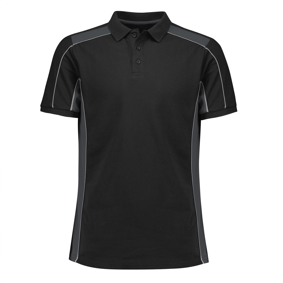 House of Uniforms The Grid Polo | Adults | Short Sleeve Biz Collection Black/Grey