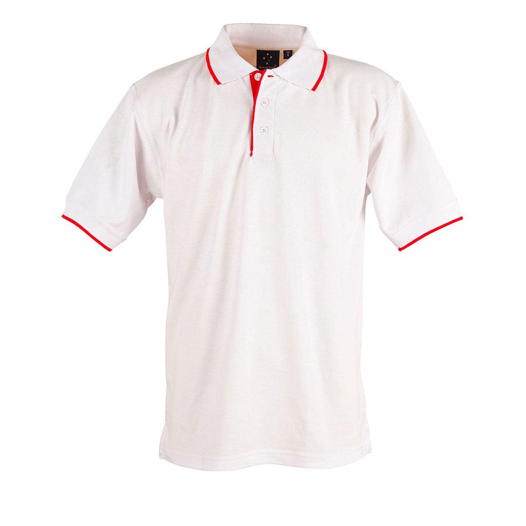House of Uniforms The Liberty Contrast Polo | Mens Winning Spirit White/Red