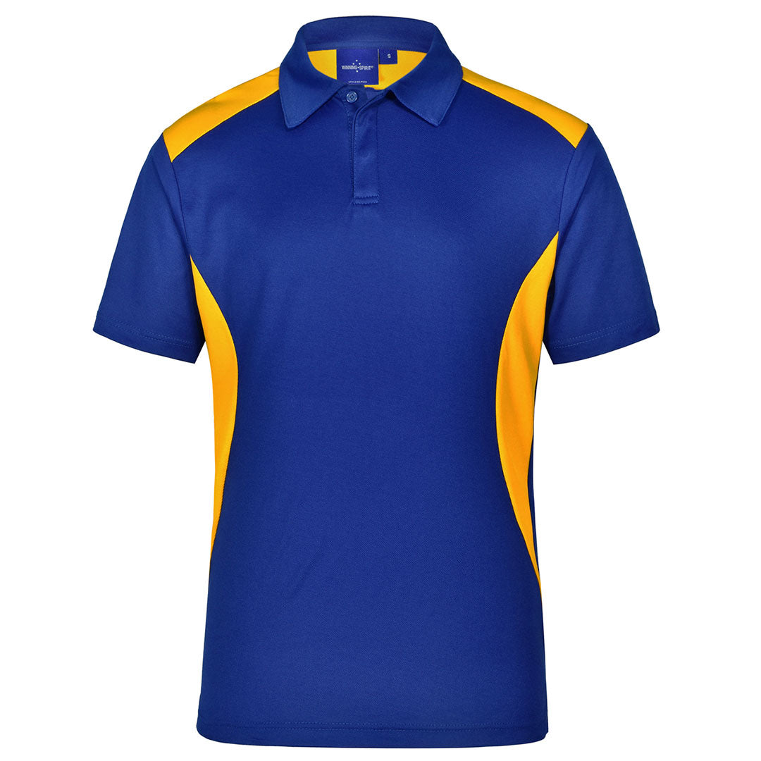 House of Uniforms The Winner Contrast Polo | Mens | Bright Colours Winning Spirit Royal/Gold