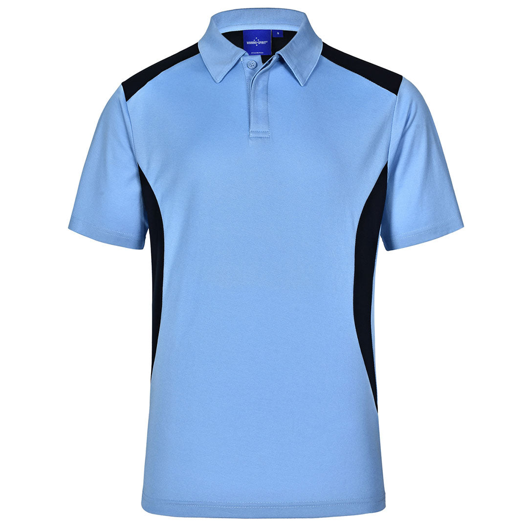 House of Uniforms The Winner Contrast Polo | Mens | Bright Colours Winning Spirit Sky Blue/Navy