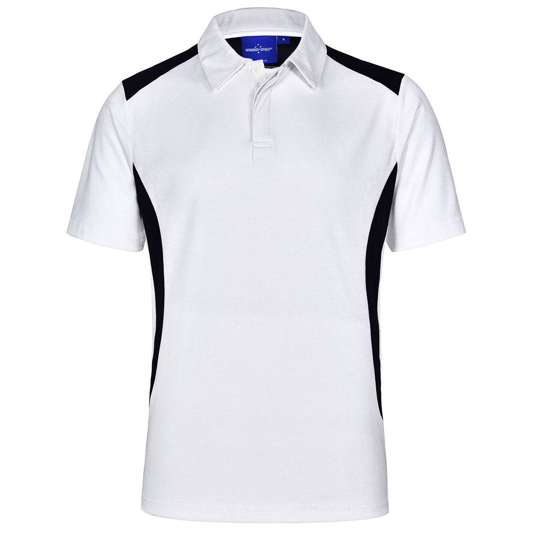 House of Uniforms The Winner Contrast Polo | Mens | Bright Colours Winning Spirit White/Navy