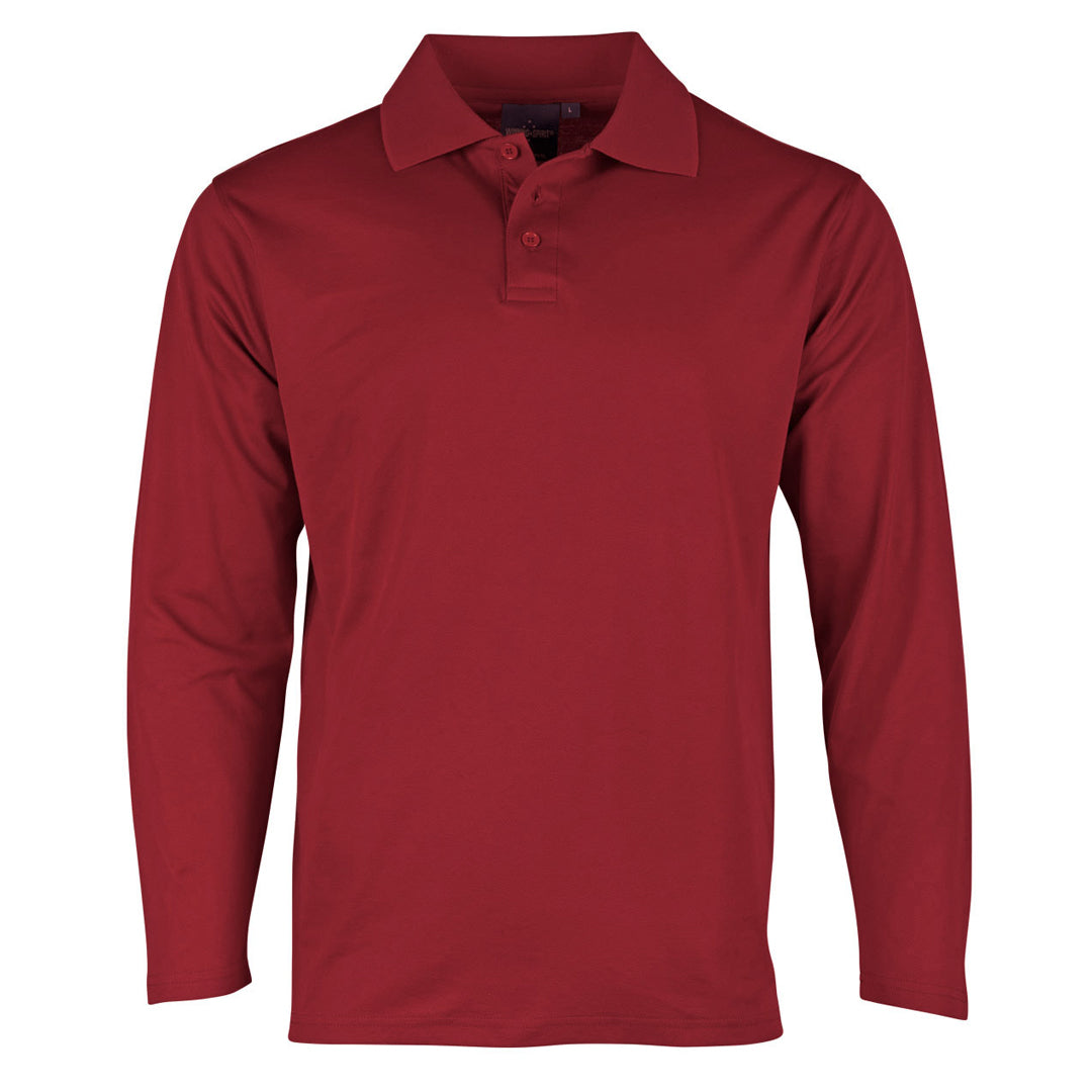 House of Uniforms The Victory Polo | Mens | Long Sleeve Winning Spirit Ruby