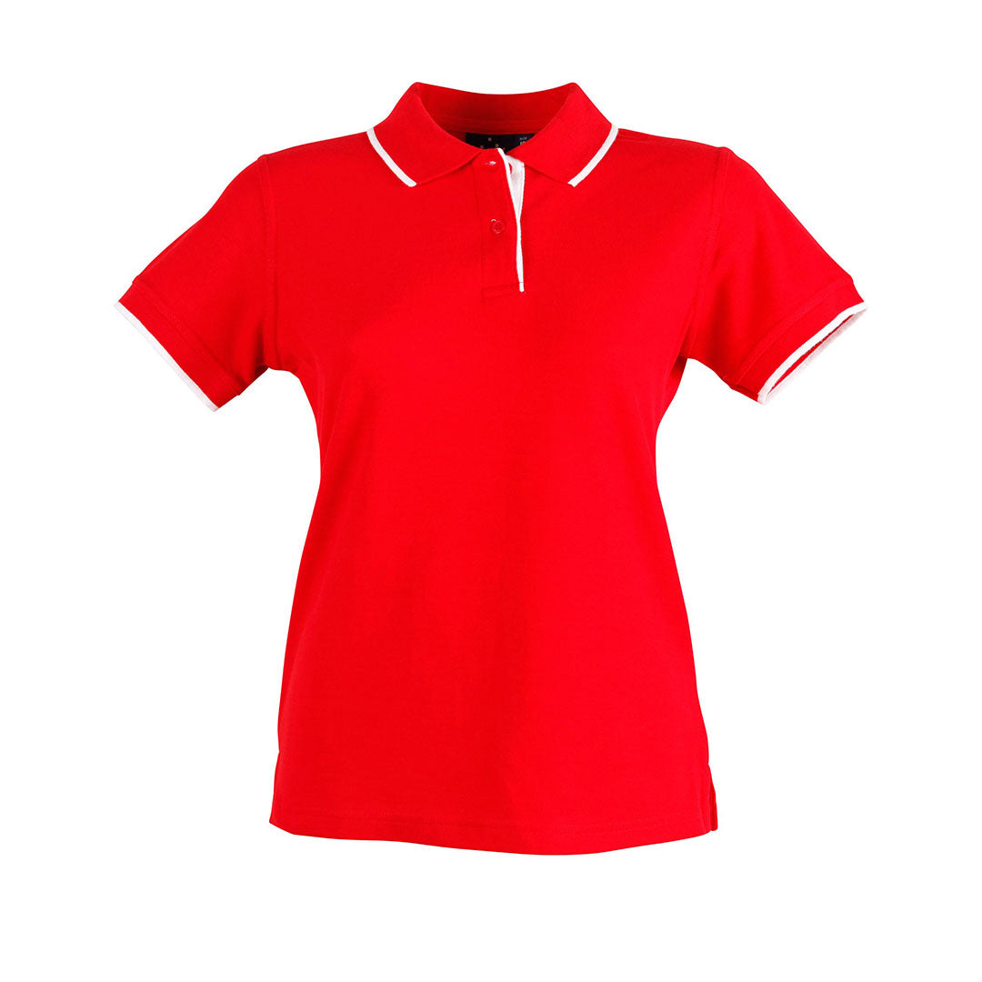 House of Uniforms The Liberty Contrast Polo | Ladies Winning Spirit Red/White