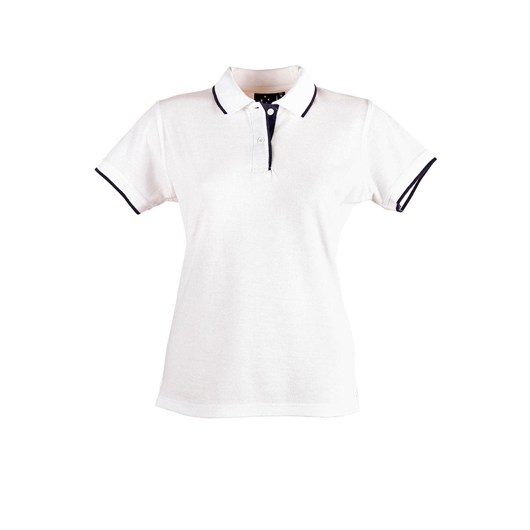 House of Uniforms The Liberty Contrast Polo | Ladies Winning Spirit White/Navy