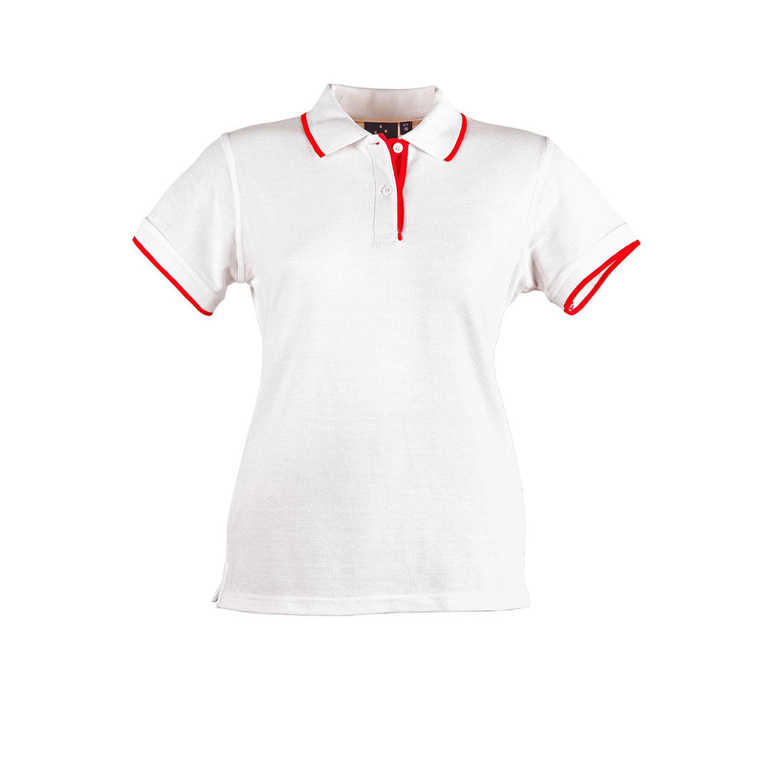 House of Uniforms The Liberty Contrast Polo | Ladies Winning Spirit White/Red