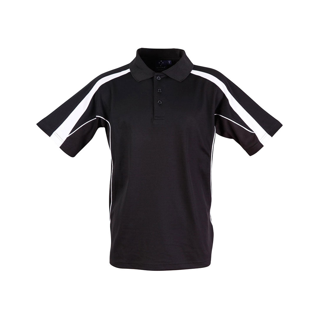 House of Uniforms The Legend Polo | Dark Colours | Kids | Short Sleeve Winning Spirit Black/White