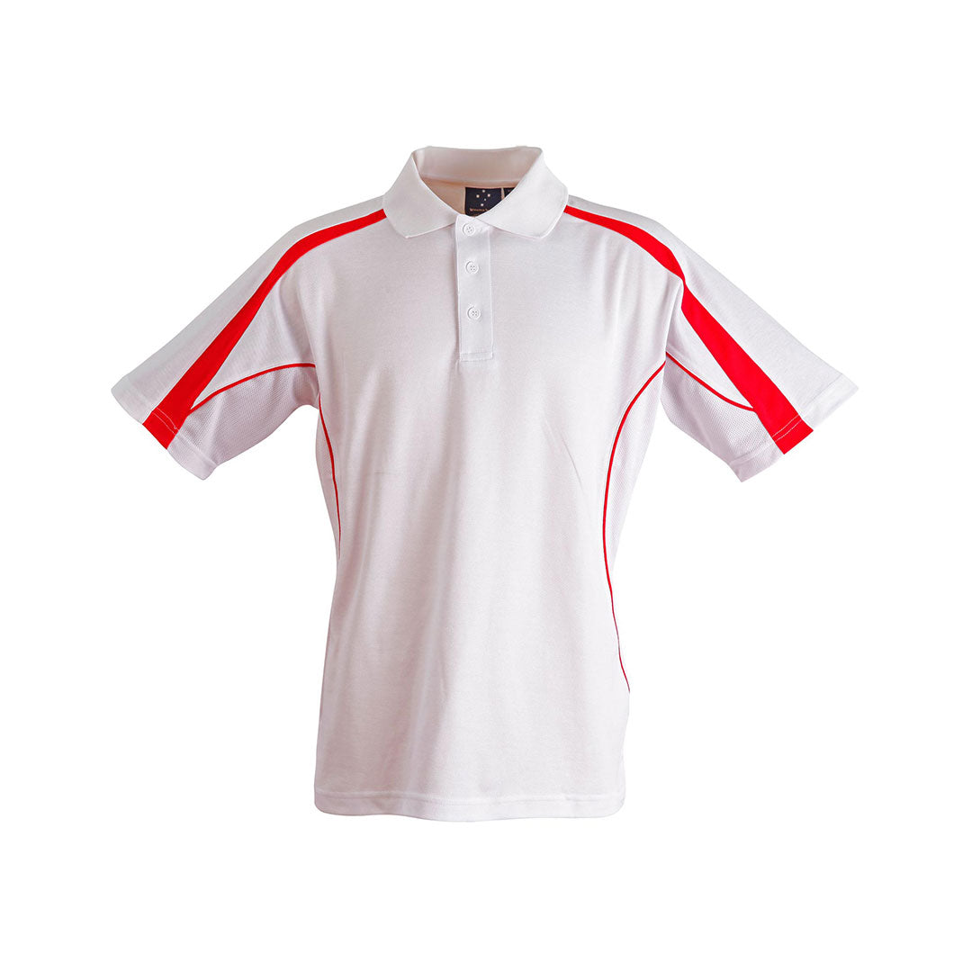 House of Uniforms The Legend Polo | Bright Colours | Kids | Short Sleeve Winning Spirit White/Red