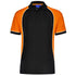 House of Uniforms The Arena Tri-Colour Polo | Kids Winning Spirit Black/White/Orange