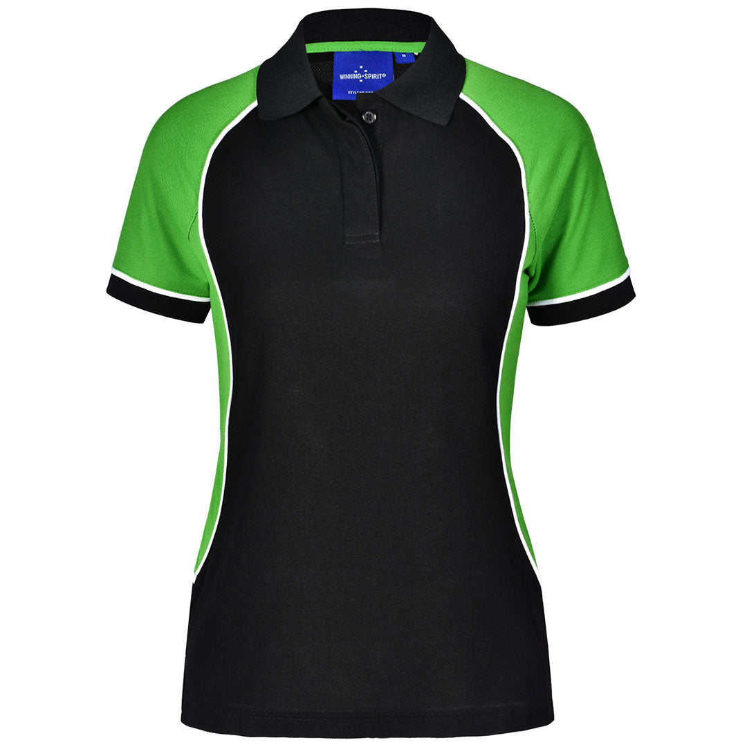 House of Uniforms The Arena Tri-Colour Polo | Ladies Winning Spirit Black/White/Green