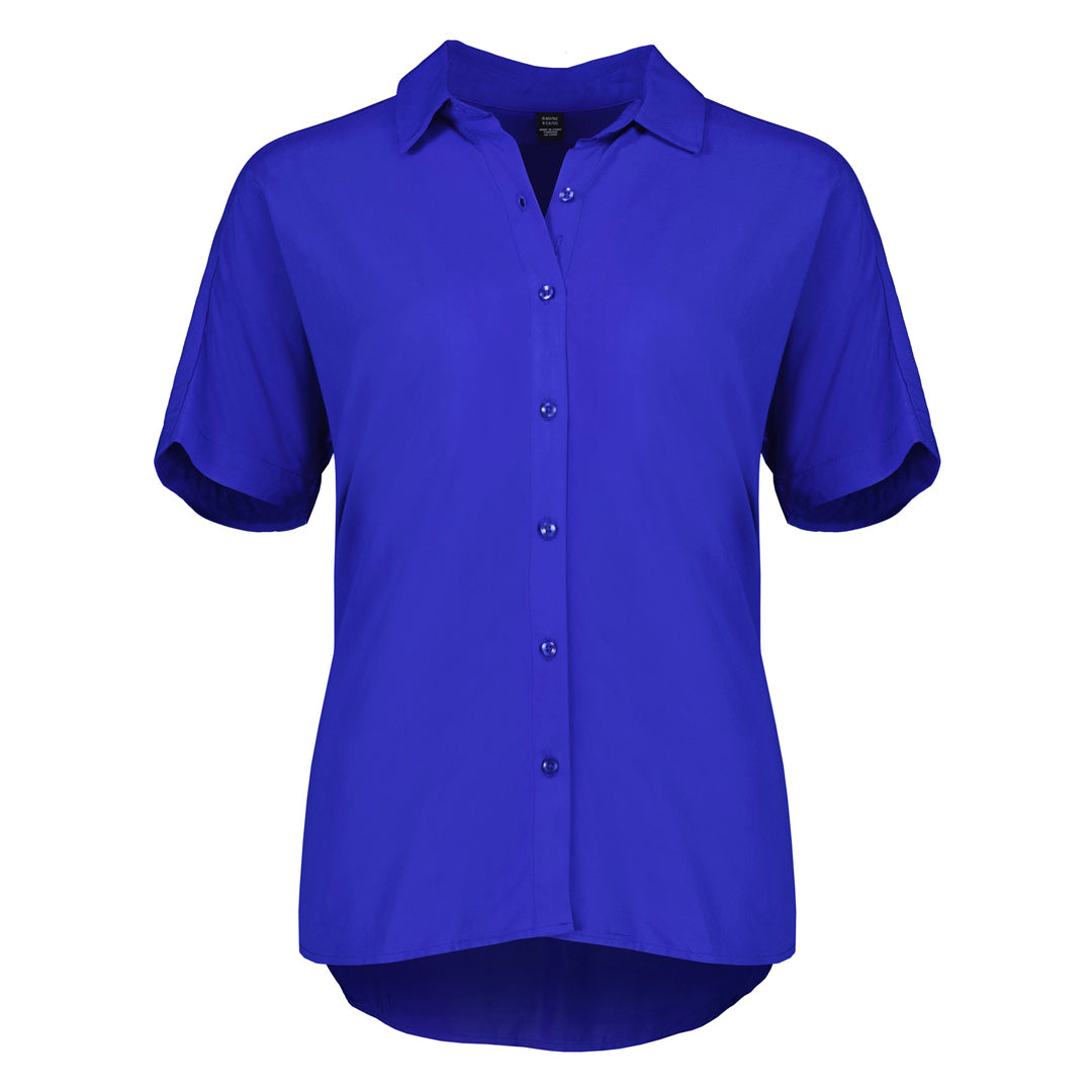 House of Uniforms The Dahlia Blouse | Ladies | Short Sleeve Biz Corporates Cobalt