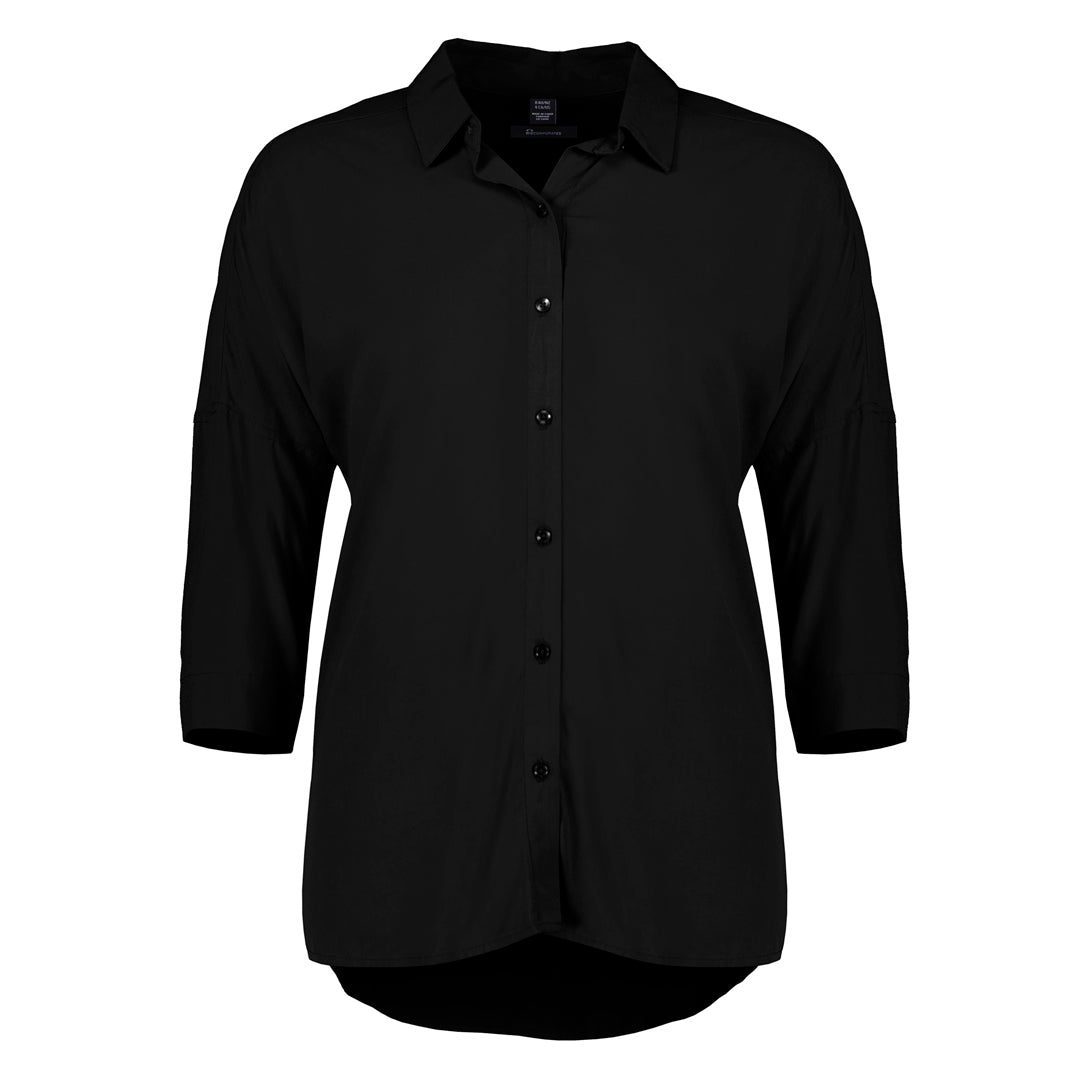 House of Uniforms The Dahlia Blouse | Ladies | 3/4 Sleeve Biz Corporates Black