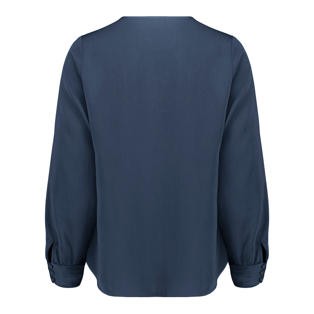 House of Uniforms The Evelyn Keyhole Blouse | Long Sleeve Biz Corporates