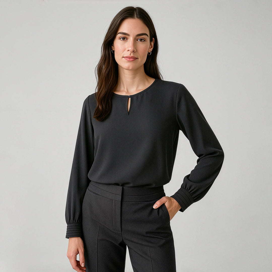 Biz Corporates The Evelyn Keyhole Blouse | Long Sleeve Shirts & Tops