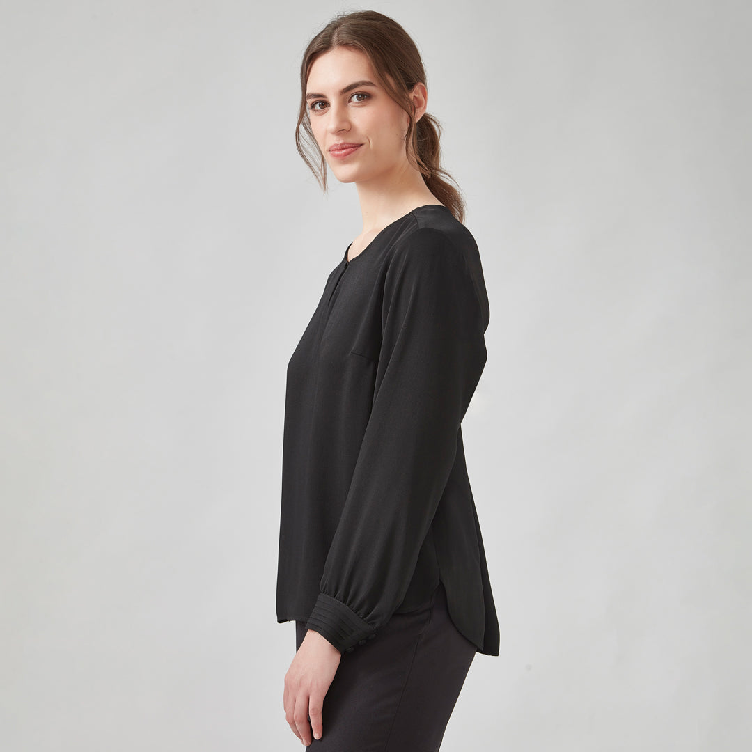 House of Uniforms The Evelyn Keyhole Blouse | Long Sleeve Biz Corporates