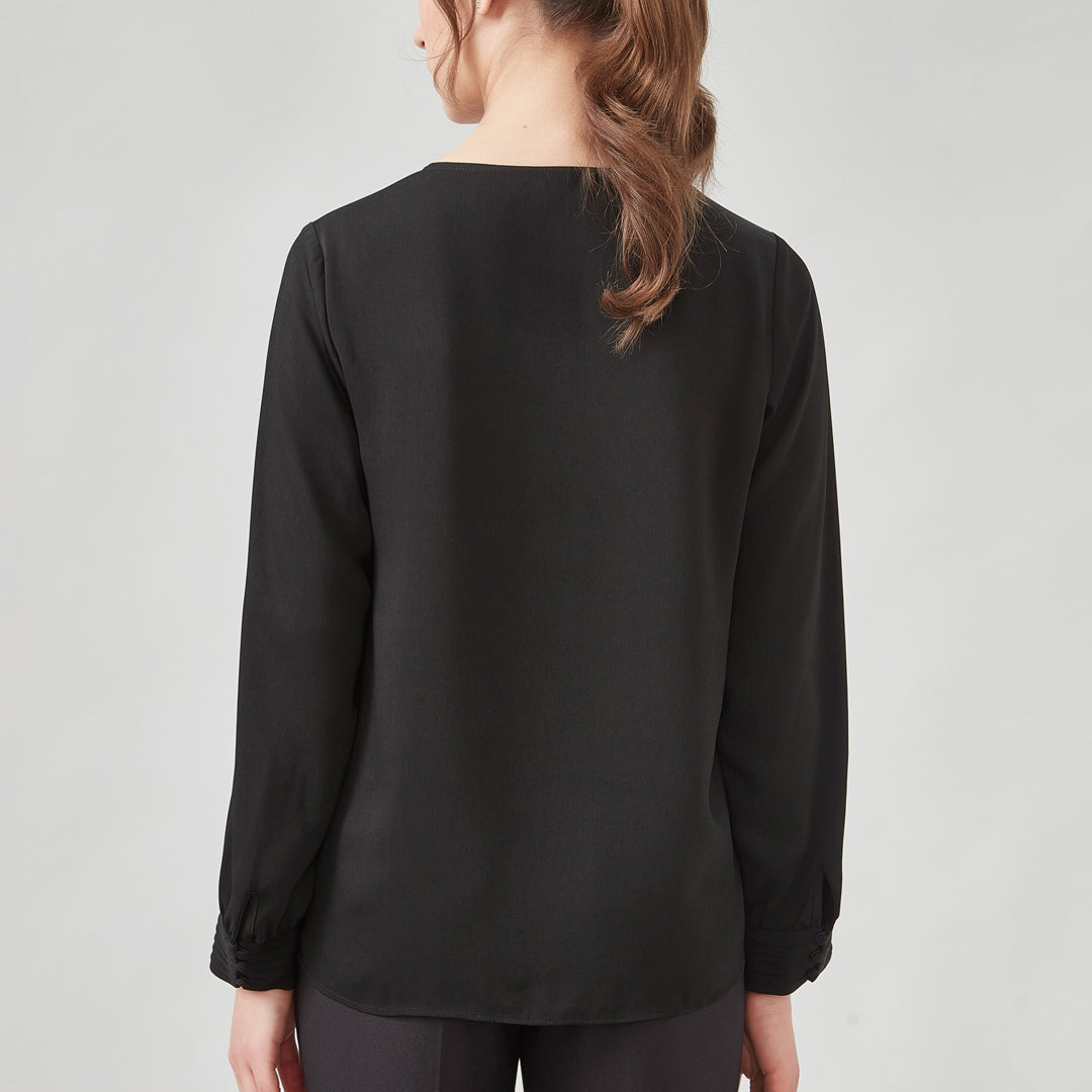 House of Uniforms The Evelyn Keyhole Blouse | Long Sleeve Biz Corporates