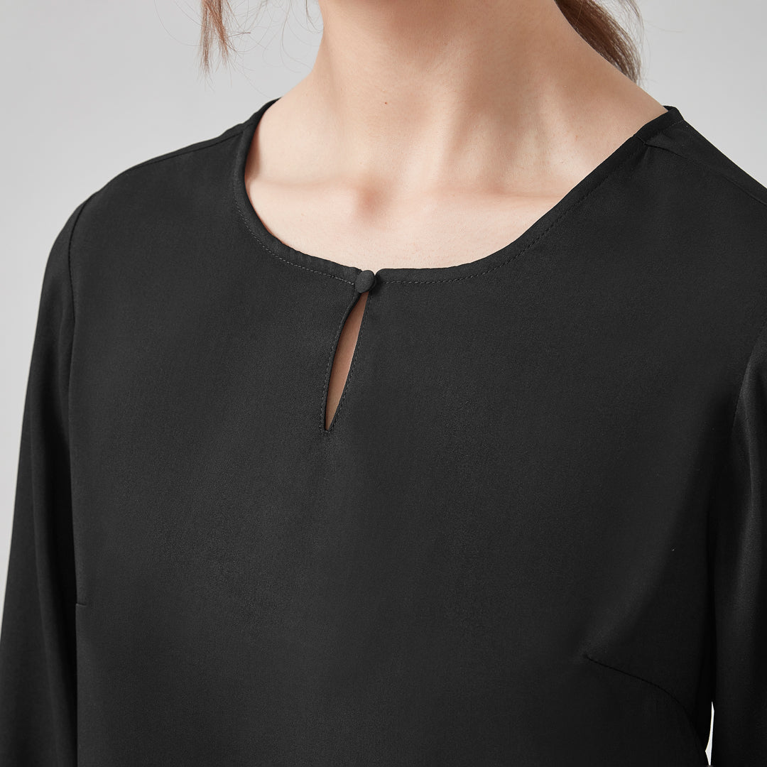 House of Uniforms The Evelyn Keyhole Blouse | Long Sleeve Biz Corporates
