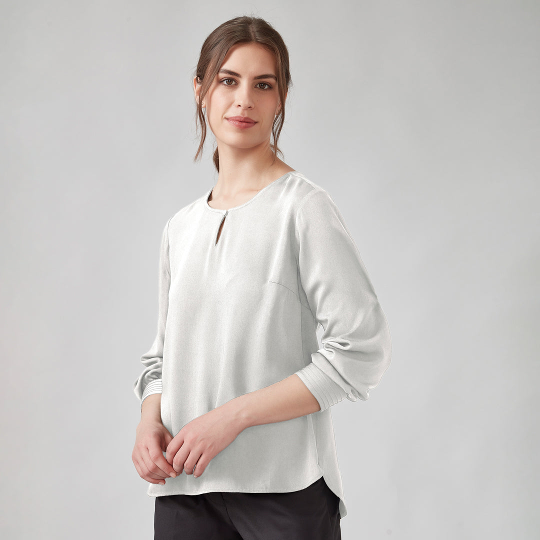 House of Uniforms The Evelyn Keyhole Blouse | Long Sleeve Biz Corporates