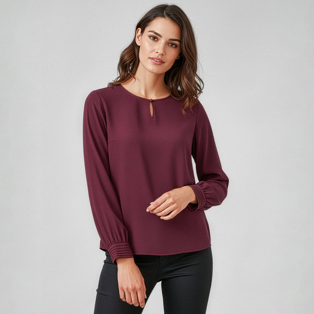 Biz Corporates The Evelyn Keyhole Blouse | Long Sleeve Shirts & Tops