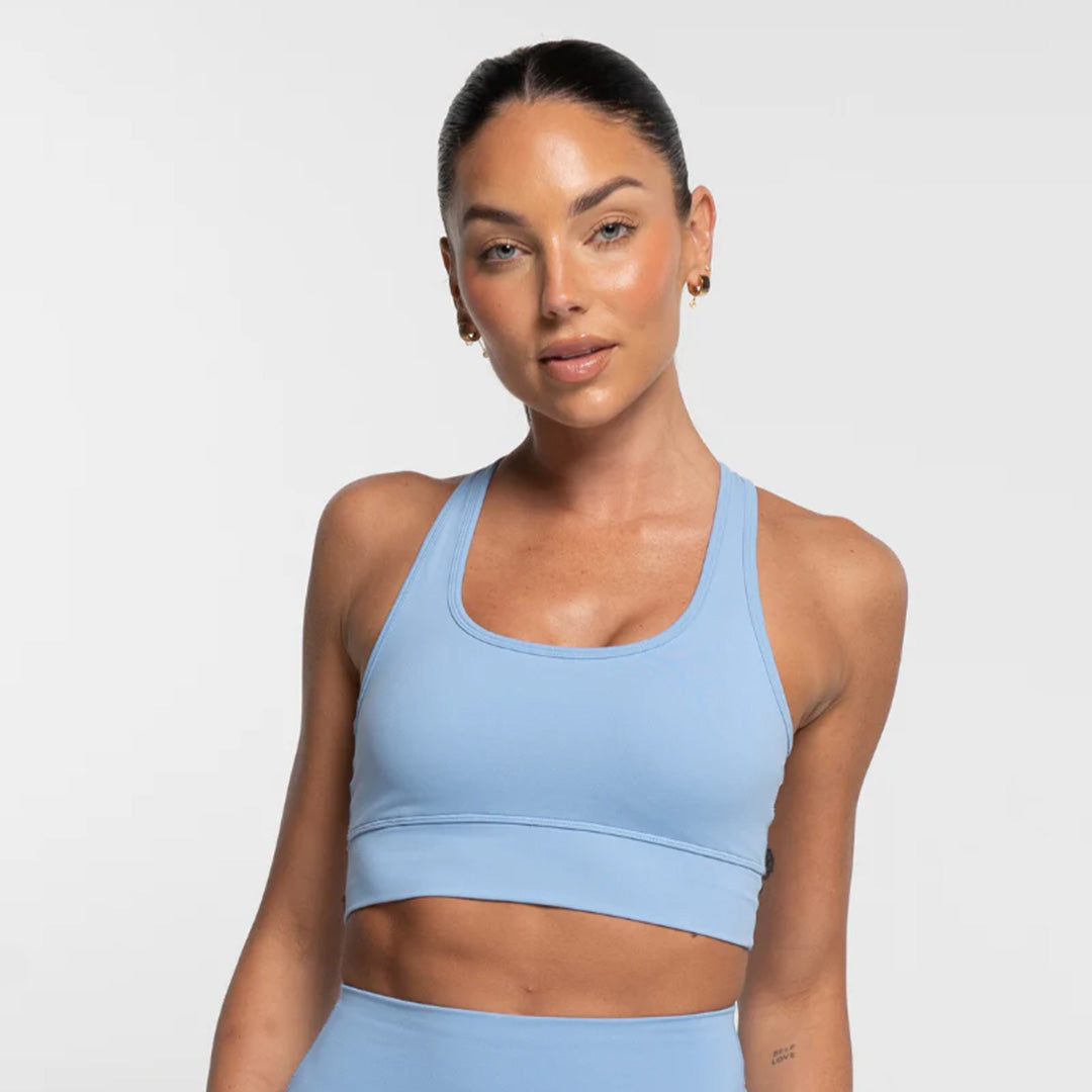House of Uniforms The Destiny Racer Crop Top | Ladies Active Basics Sky Blue