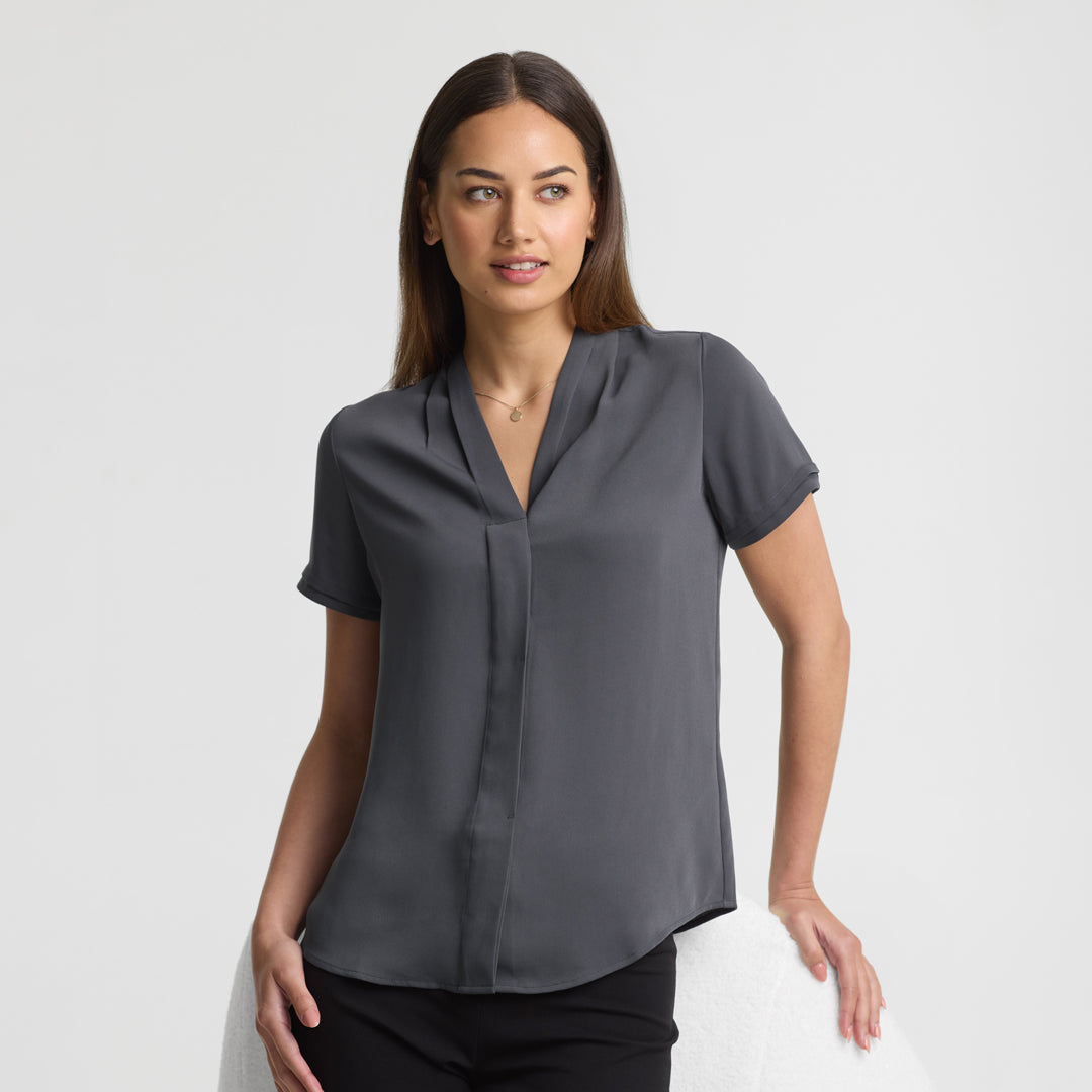 House of Uniforms The Madison Shirt | Ladies | Short Sleeve Biz Collection Charcoal