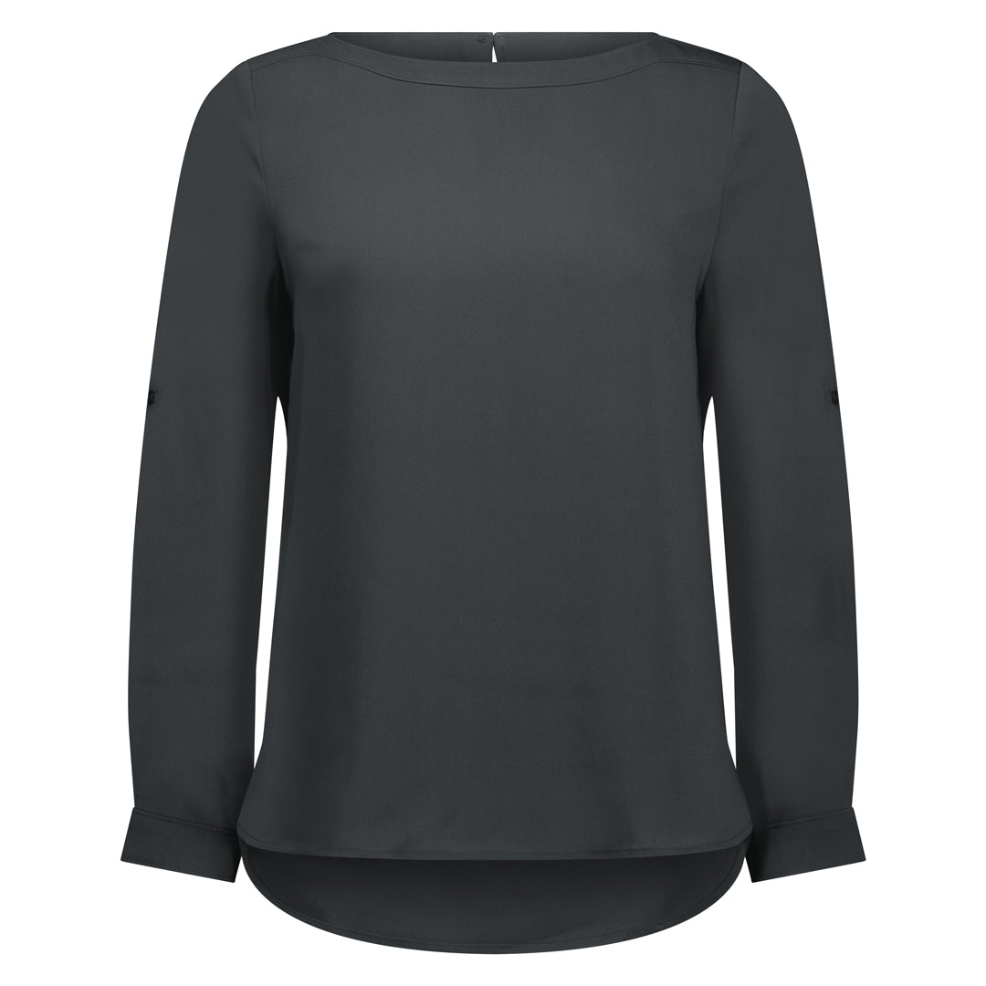 Biz Collection The Madison Boatneck | Ladies | Long Sleeve Charcoal Shirts & Tops