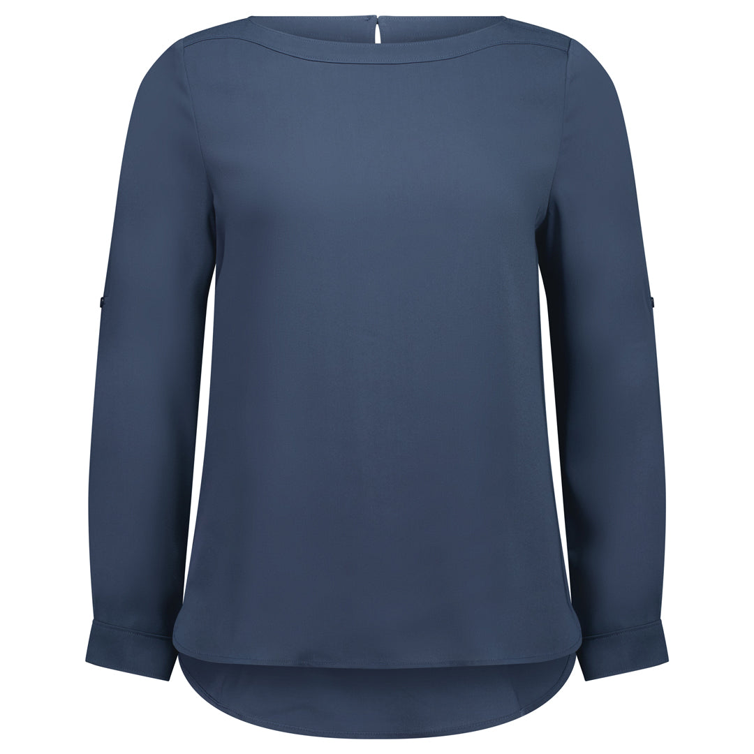 Biz Collection The Madison Boatneck | Ladies | Long Sleeve Storm Blue Shirts & Tops