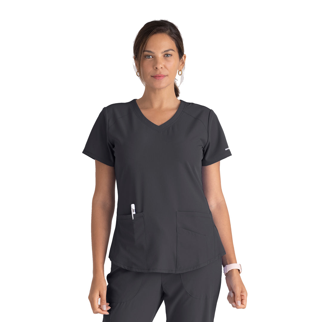 House of Uniforms The Vitality Breeze Scrub Top | Ladies | Skechers by Barco Skechers by Barco Pewter