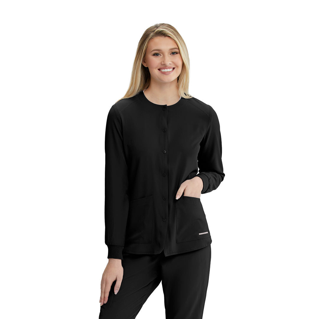 House of Uniforms The Stability Warm Up Scrub Top | Ladies | Skechers by Barco Skechers by Barco Black
