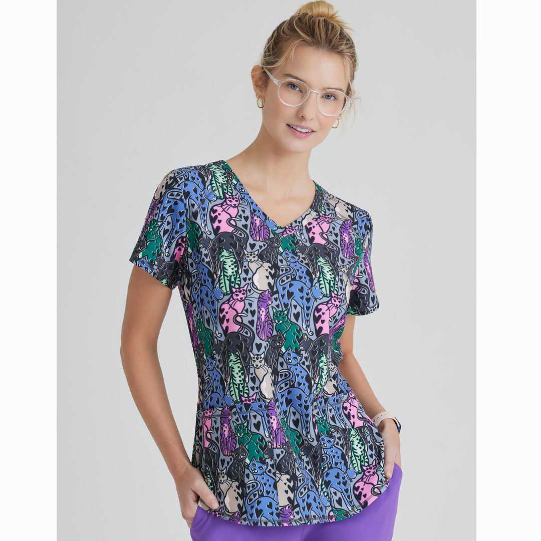 House of Uniforms The Skechers Printed Scrub Top | Ladies Skechers by Barco HOH