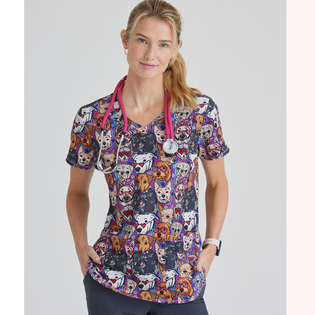 House of Uniforms The Skechers Printed Scrub Top | Ladies Skechers by Barco POTF