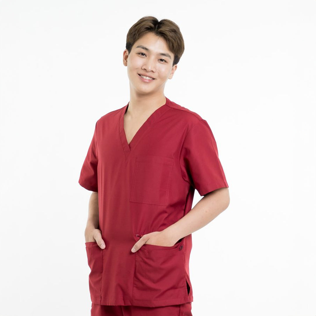 House of Uniforms The Jack Scrub Top | Mens Scrubness Cranberry