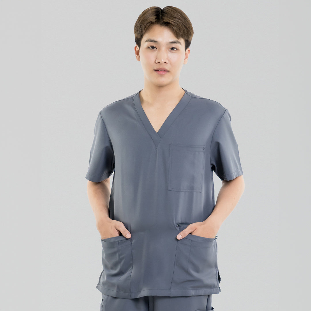 House of Uniforms The Alex Scrub Top | Mens Scrubness Charcoal
