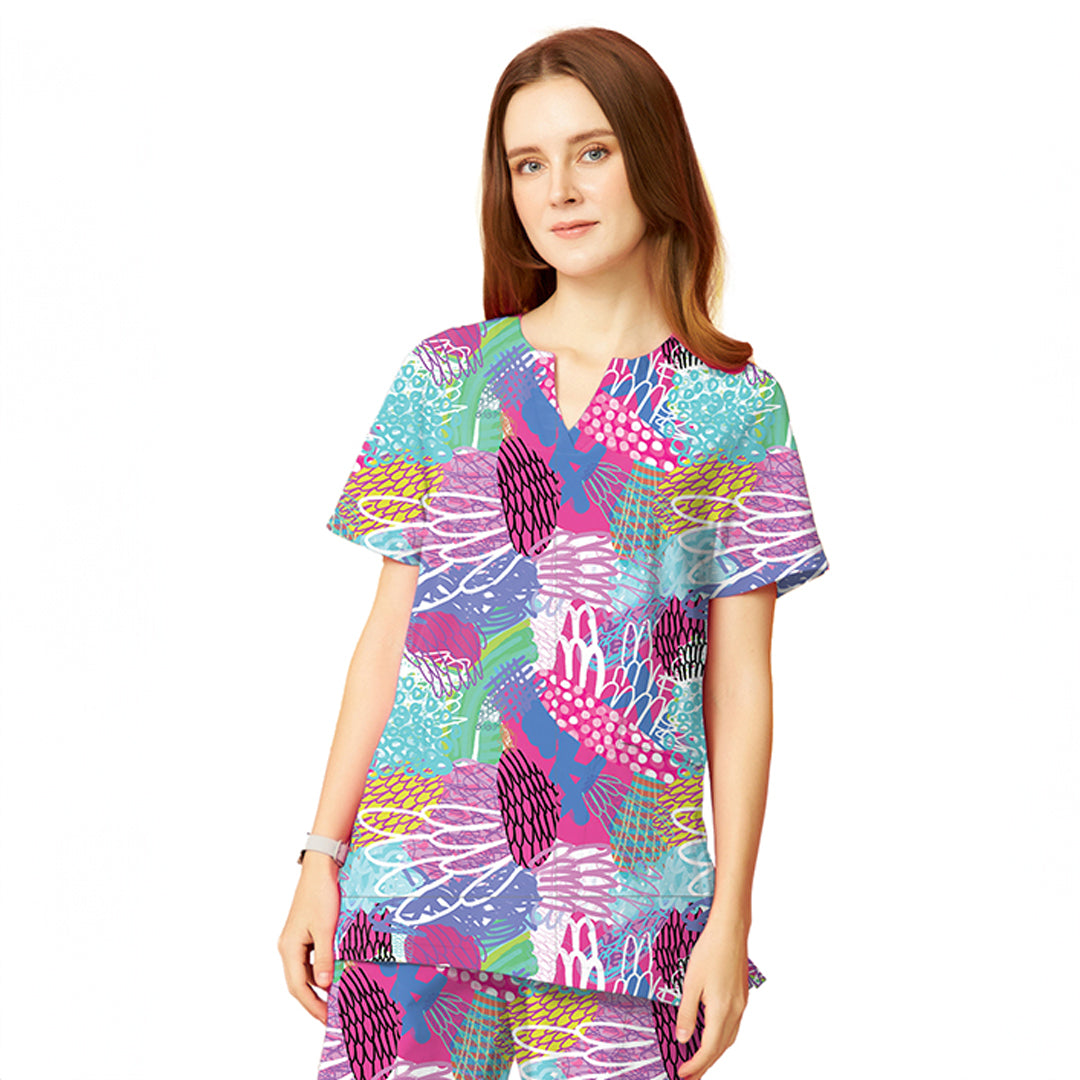 House of Uniforms The Scrubness Printed Scrub Top | Ladies Scrubness 