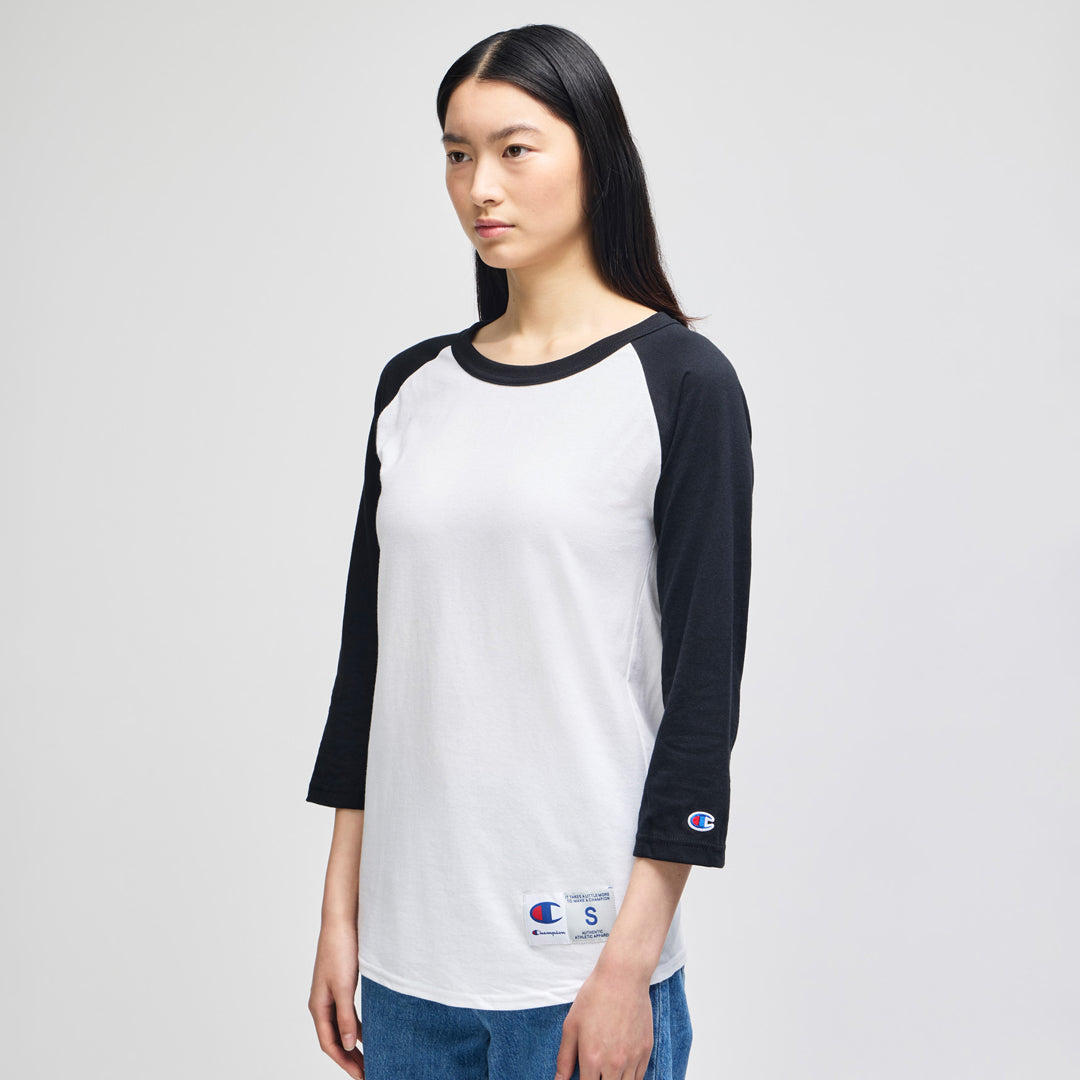 Champion The Champion Raglan Baseball Tee Shirt | Adults White/Black Shirts & Tops