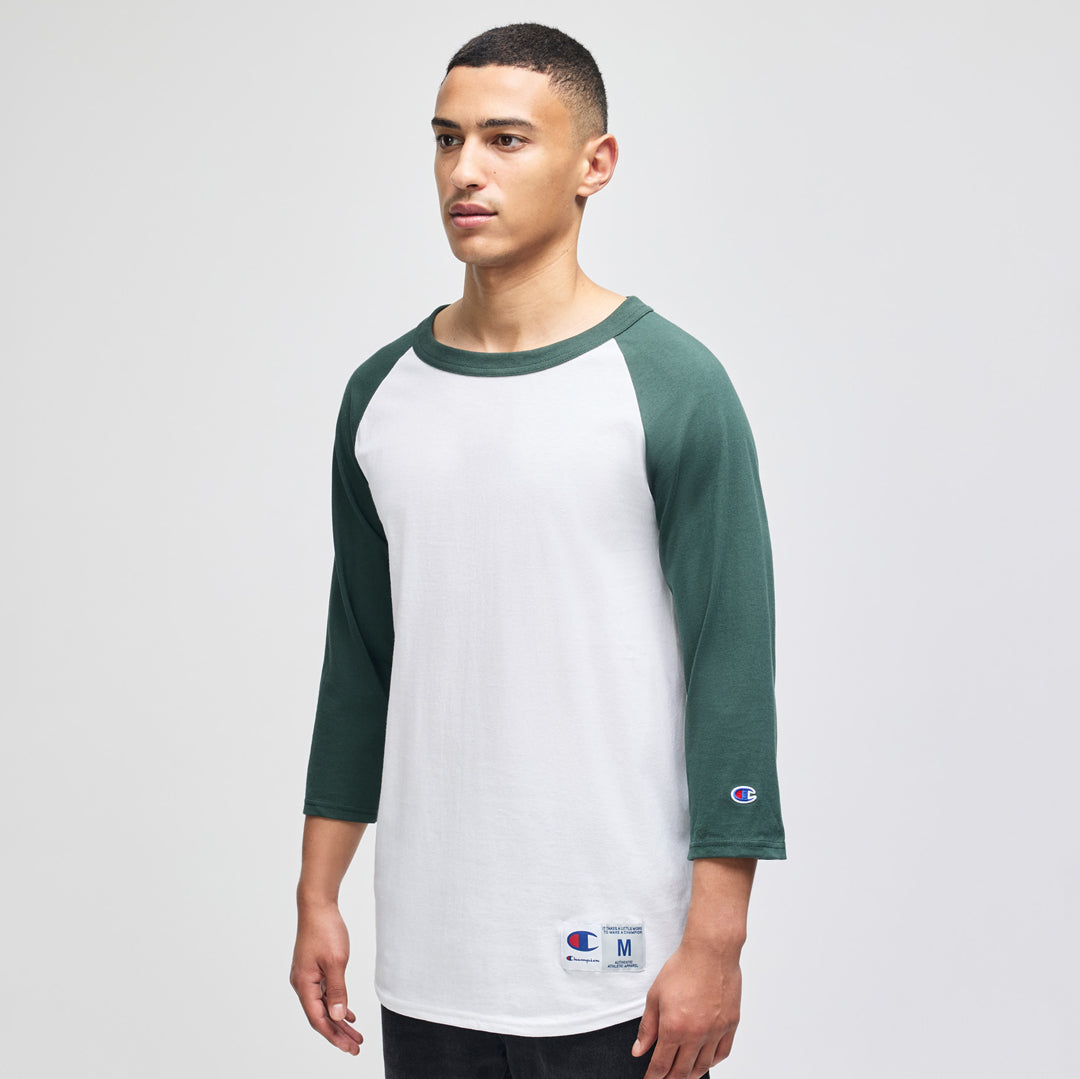 Champion The Champion Raglan Baseball Tee Shirt | Adults White/Green Shirts & Tops
