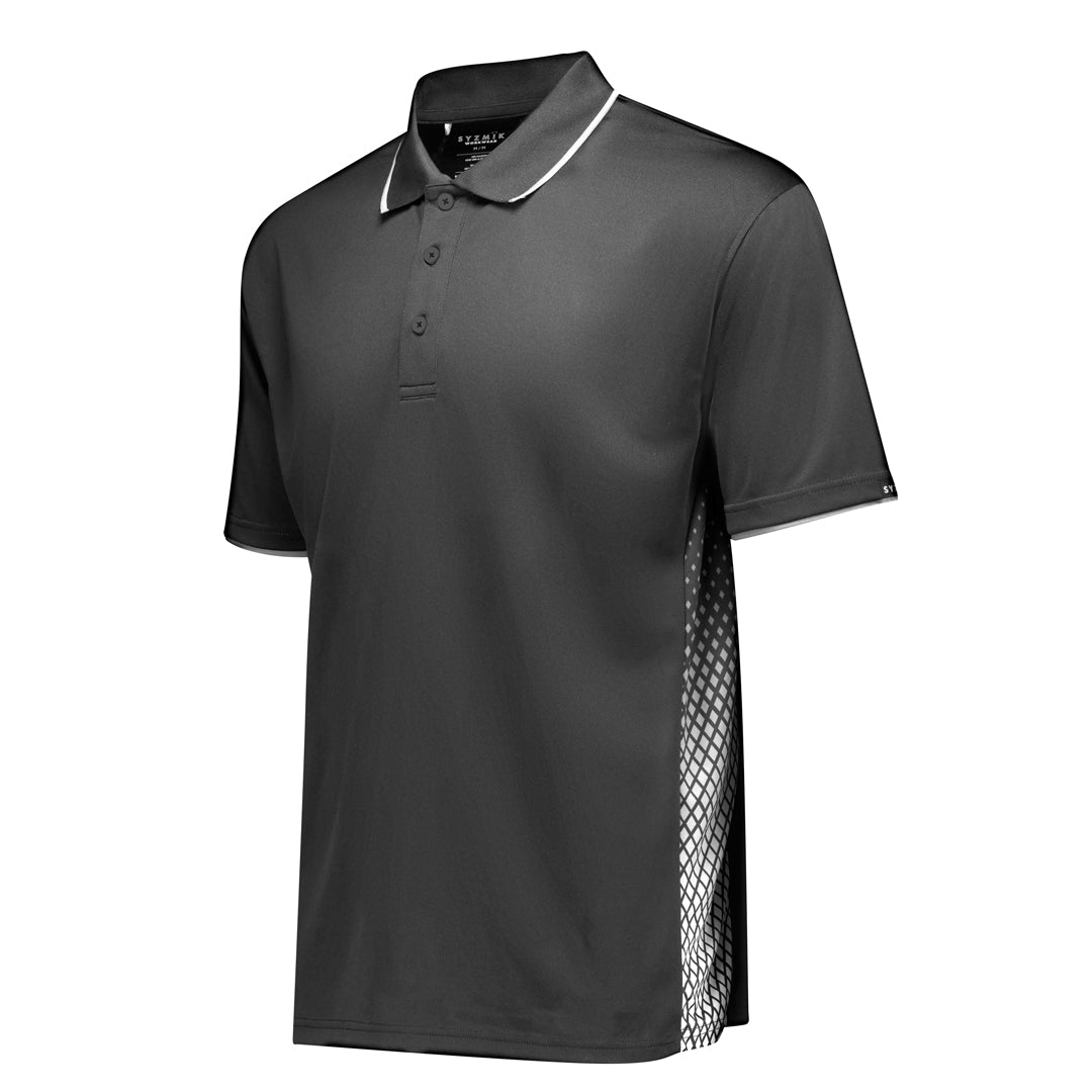 Syzmik The Spark Polo | Mens | Short Sleeve Charcoal/White Shirts & Tops