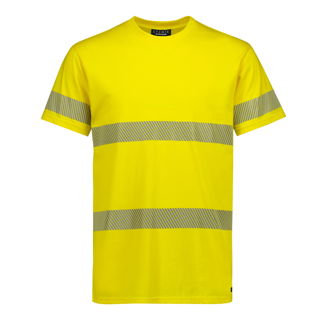 House of Uniforms The Hi Vis Segmented Tape Cotton Tee | Adults Syzmik Yellow