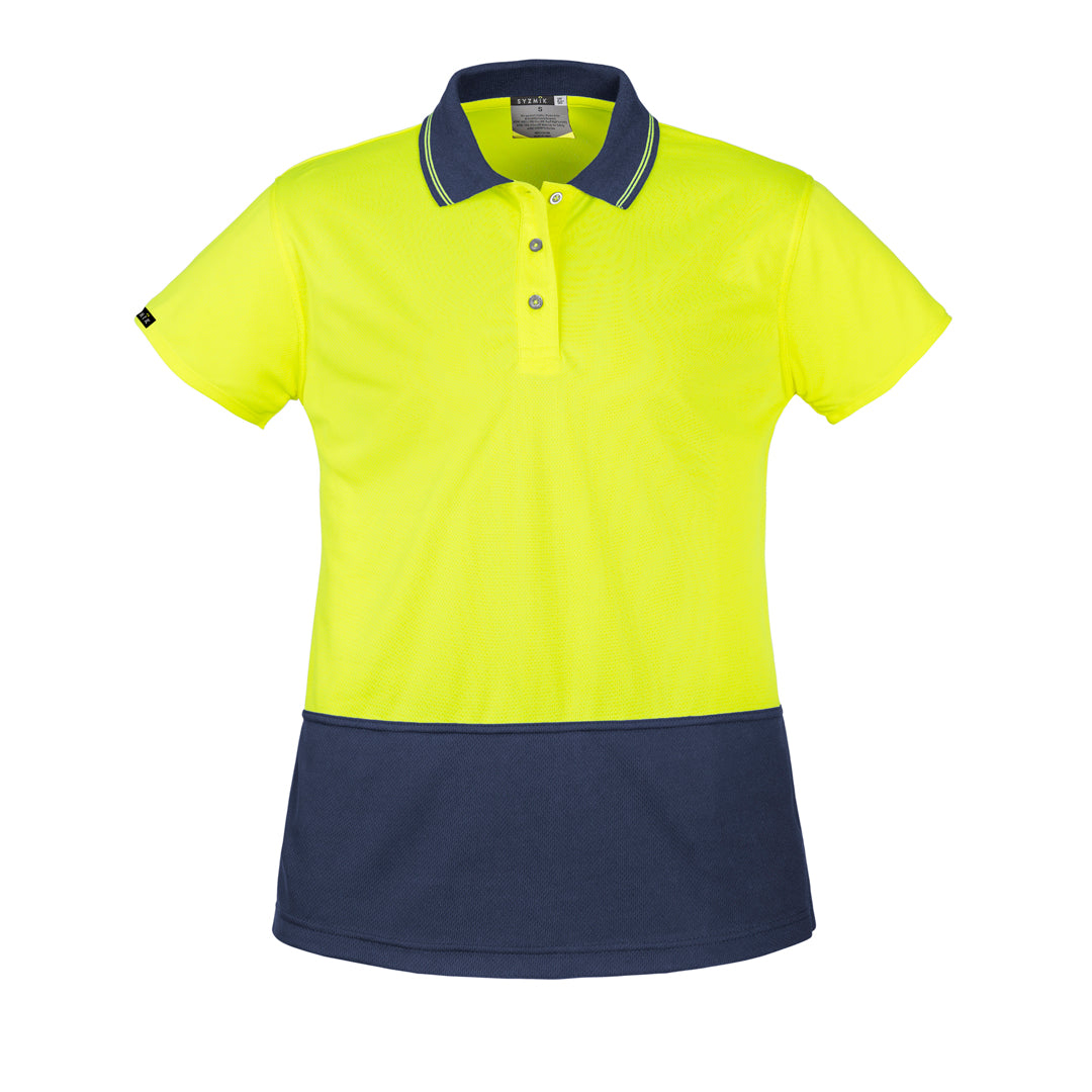 House of Uniforms The Basic Hi Vis Polo | Ladies | Short Sleeve Syzmik Yellow/Navy