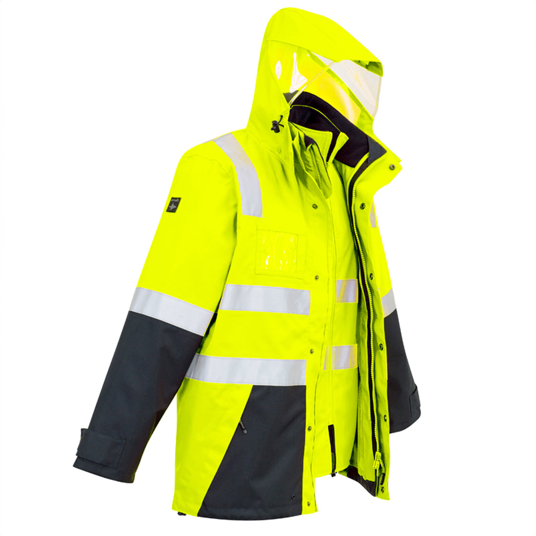 House of Uniforms The Bevan Jacket | Mens | Hi Vis Taped Syzmik Yellow/Navy