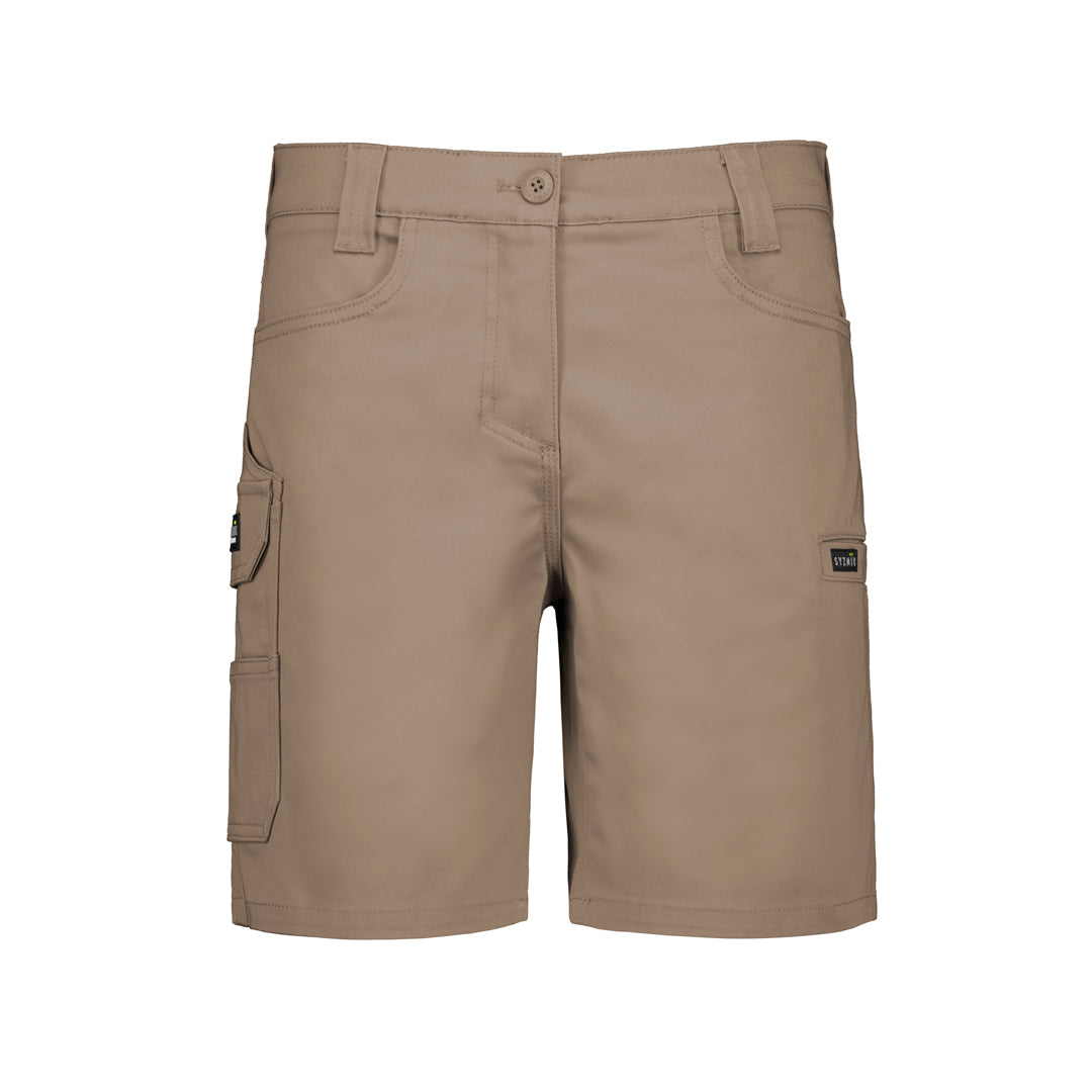 House of Uniforms The Essential Stretch Cargo Short | Ladies Syzmik Khaki