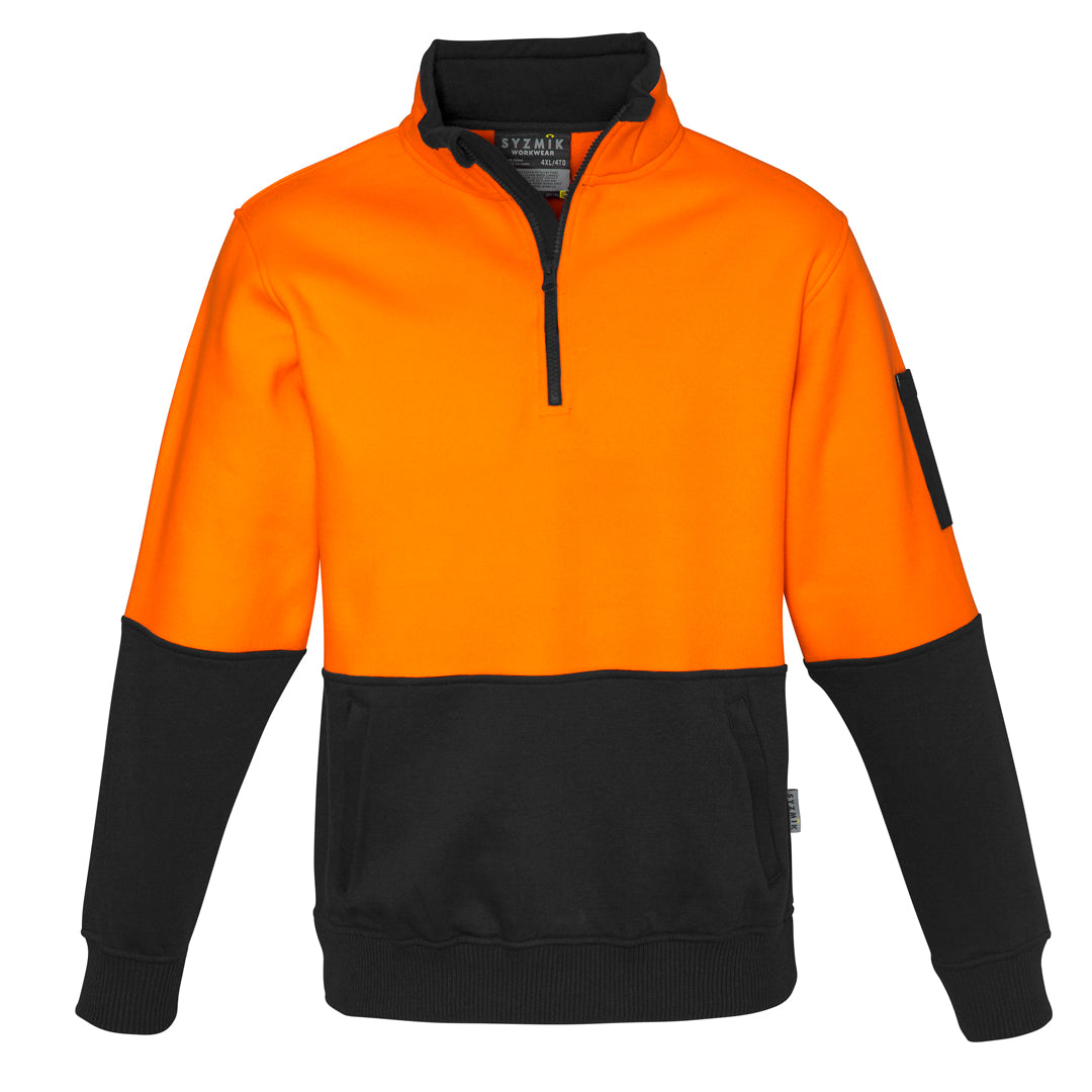 House of Uniforms The Justin Jumper | Mens | 1/4 Zip Syzmik Orange/Black