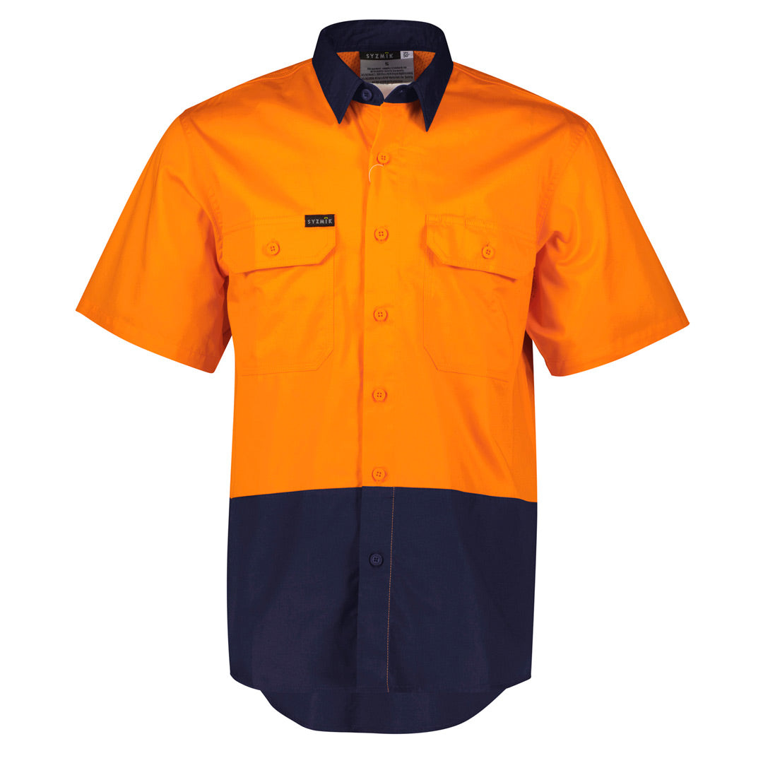 House of Uniforms The Hi Vis Work Shirt | Adults | Short Sleeve Syzmik Orange/Navy