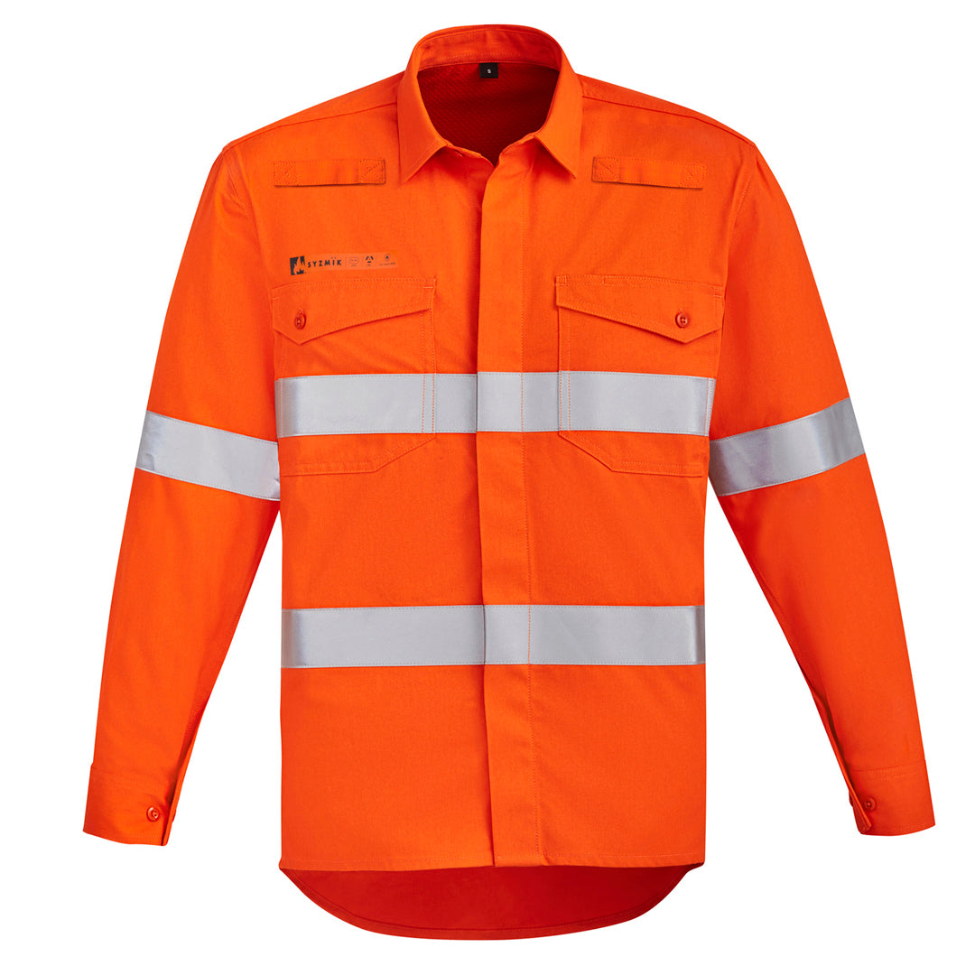 House of Uniforms The Greg Shirt | Mens | Hi Vis Taped | Flame Resistant | Open Front Syzmik Orange