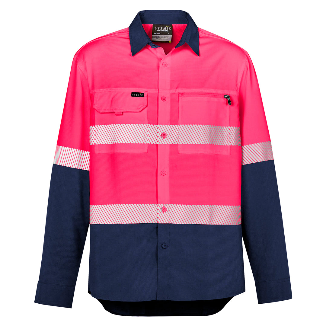 House of Uniforms The Segmented Hi Vis Outdoor Shirt | Unisex | Long Sleeve Syzmik Pink/Navy