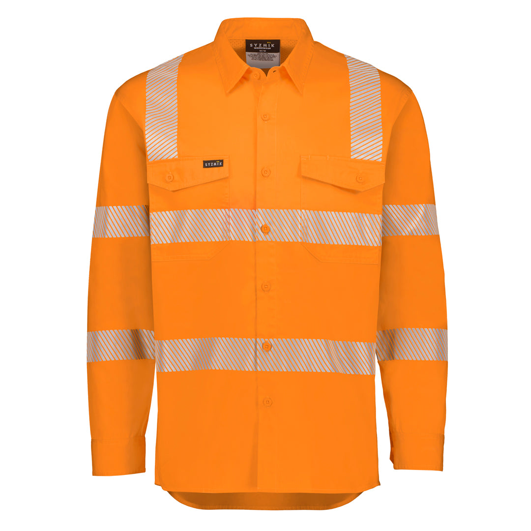 House of Uniforms The Hi Vis Vic Rail Shirt | Long Sleeve Syzmik Orange