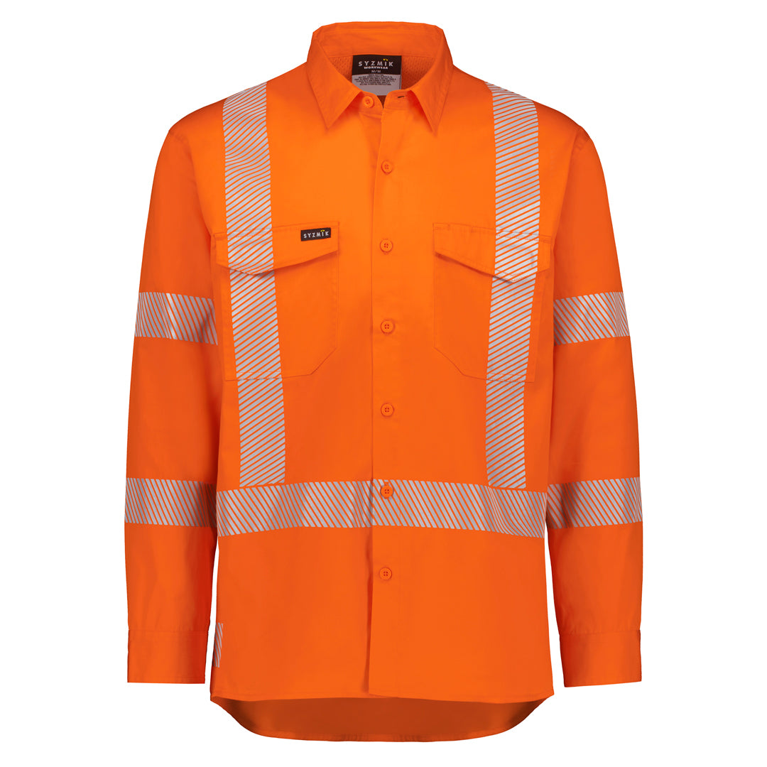 House of Uniforms The Hi Vis X Back Segmented Shirt | Adults Syzmik Orange